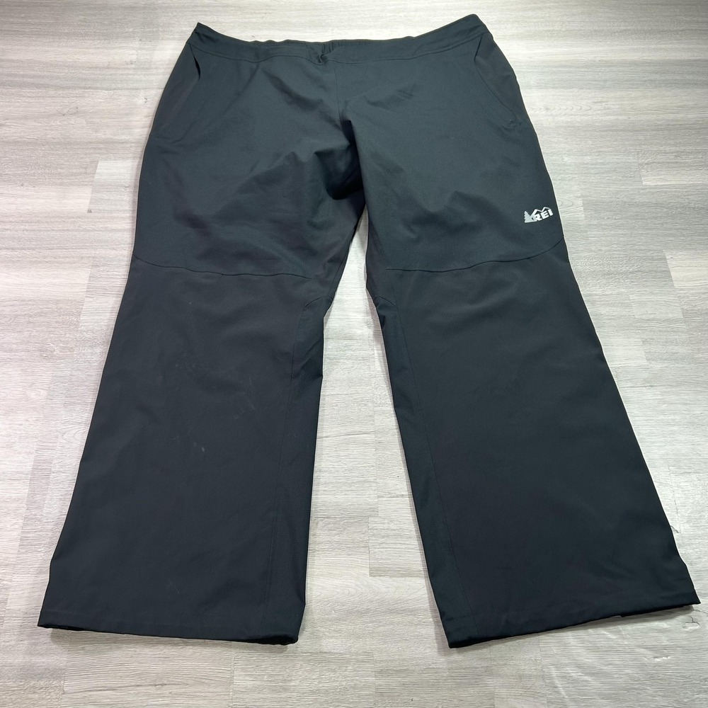 REI Element E1 Rain Pants Mens 2XL Black Waterproof Lined Elastic Waist Hiking